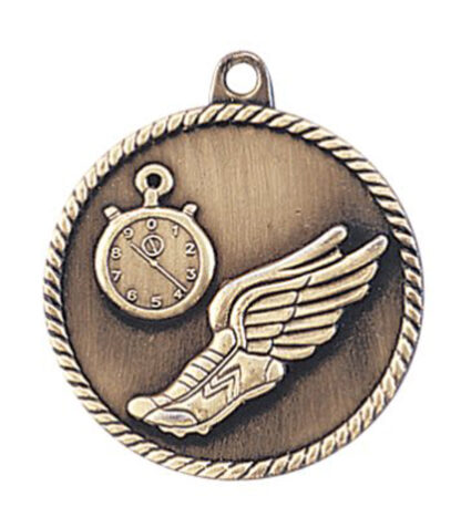 Gold Track medal, with a winged shoe and stopwatch