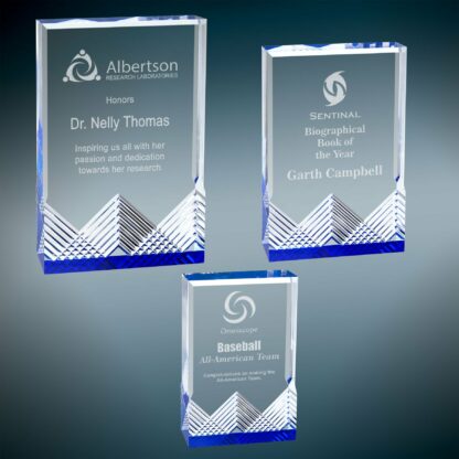 Apex Acrylic Award - Clear with Blue, Self-Standing